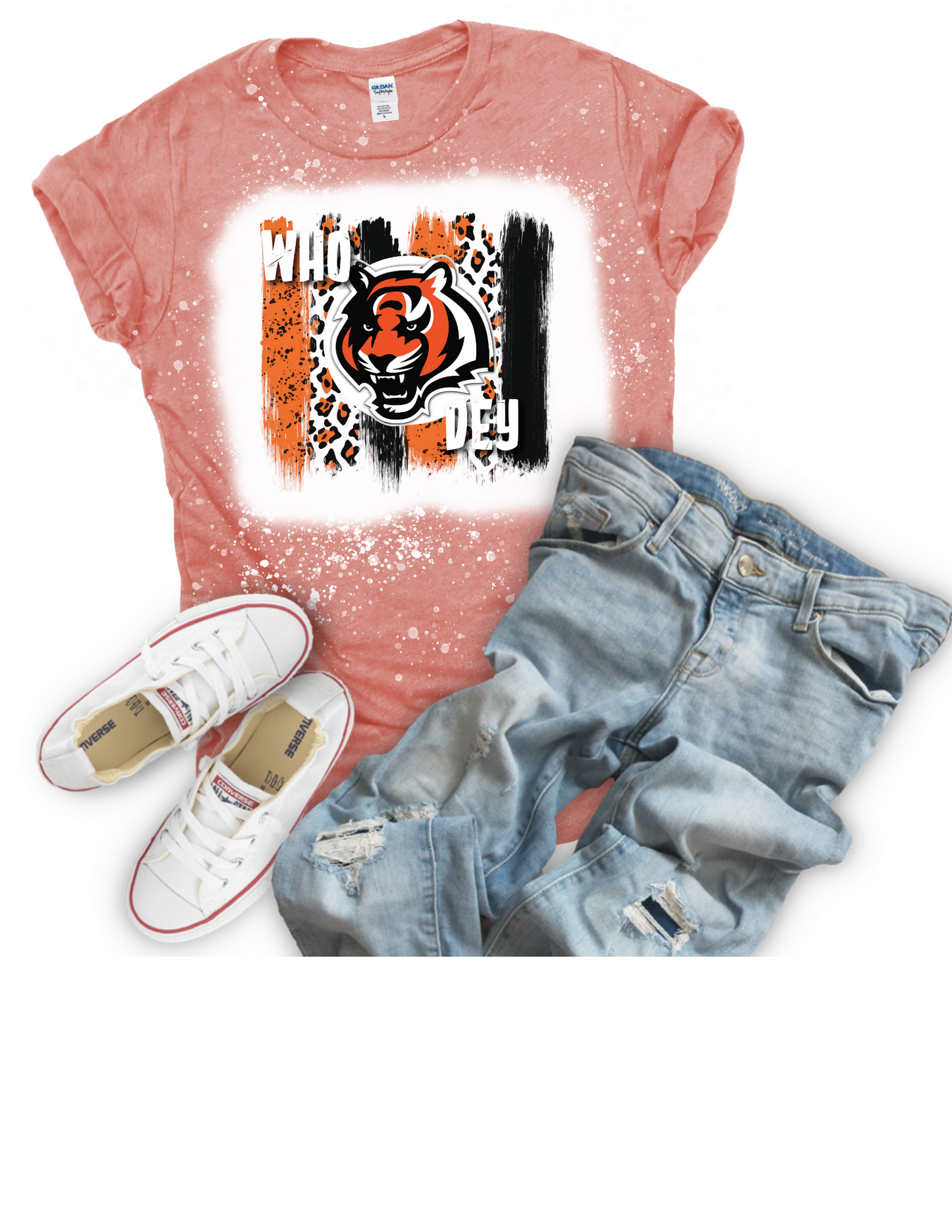 Football team orange and black tee