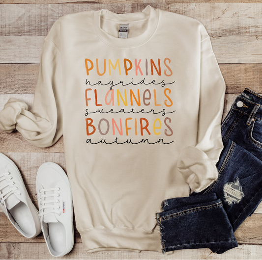 Pumpkins flannels bonfires sweatshirt